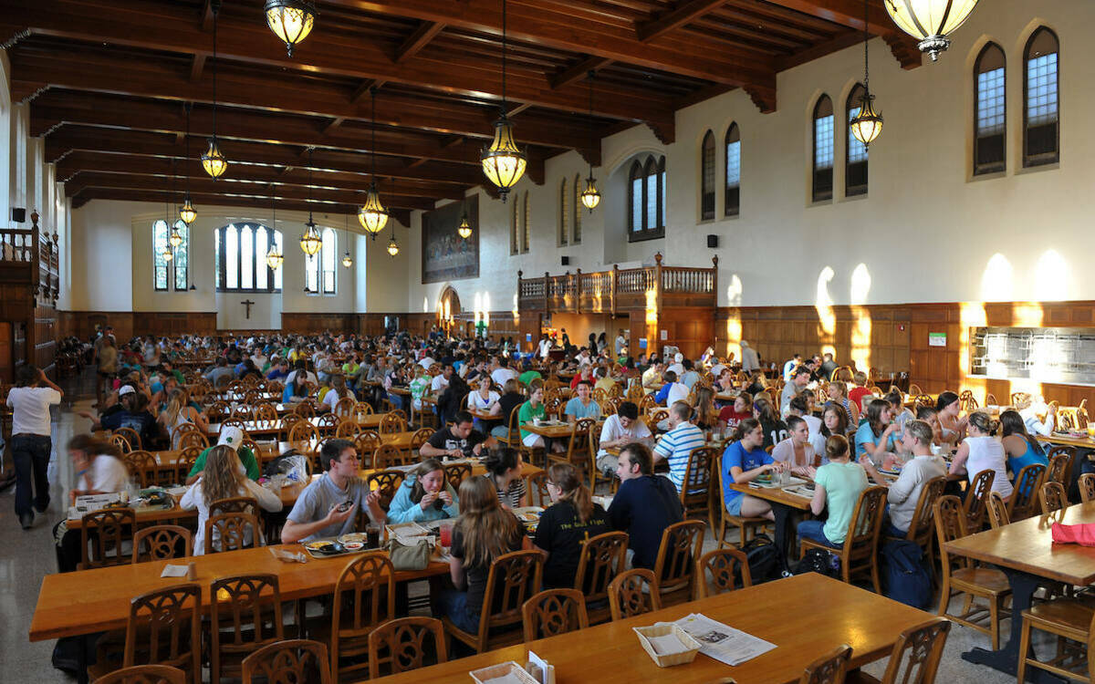 People eating in South Dining Hall