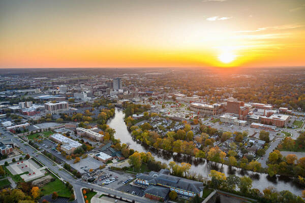 Overhead image of Downtown South Bend