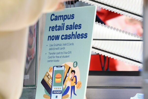 Flyer that reads: Campus retail sales now cashless