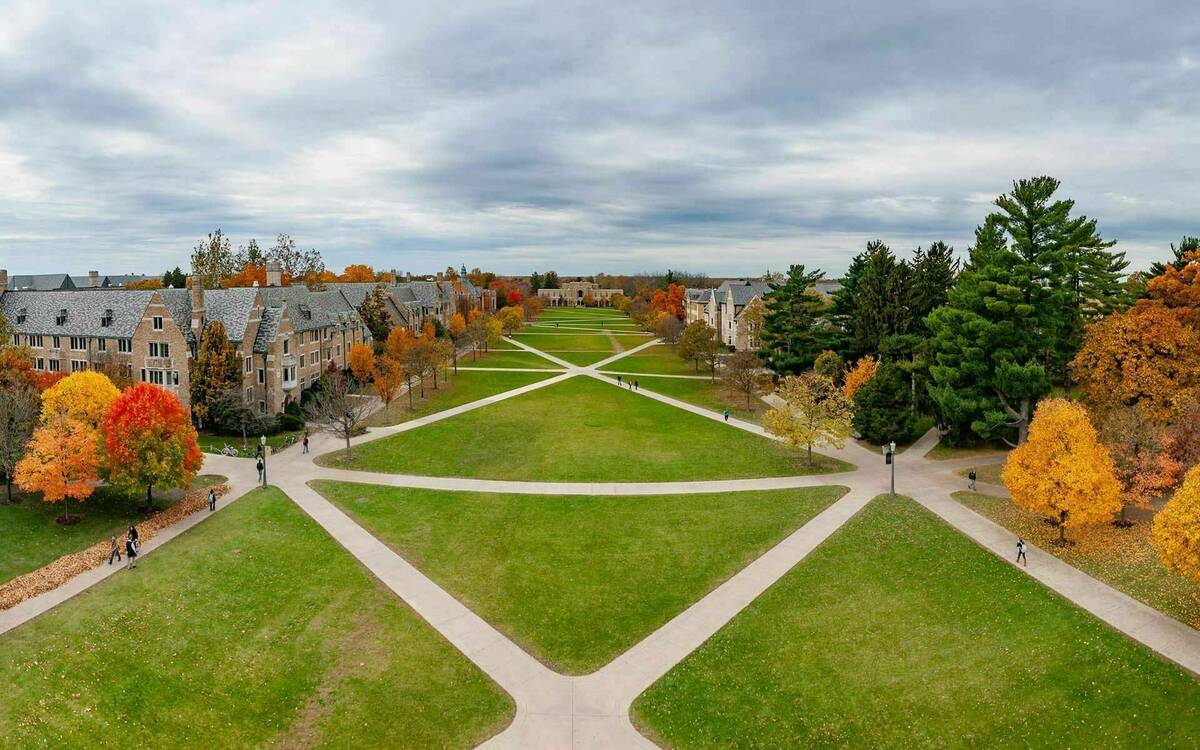 South quad on University of Notre Dame campus