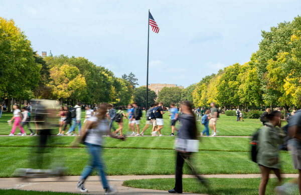 People walking on Notre Dame Campus