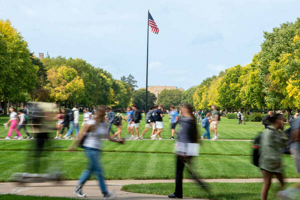People walking on Notre Dame Campus